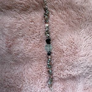 Hand-made pink and black beaded bracelet